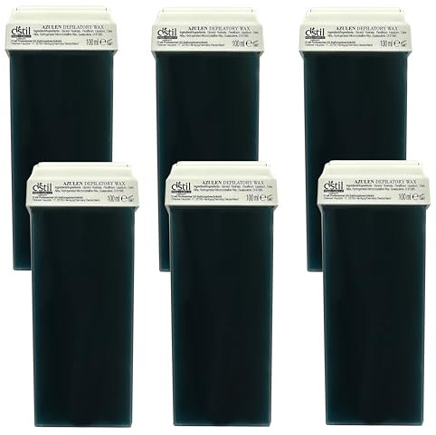 Dstil 6x 100 ml Warmwachs Wachspatronen Refill Set - Azulen Wachs Warmwachspatronen zur Haarentfernung - Waxing Enthaarung Roll-on Nachfüllset für Profibedarf und Zuhause