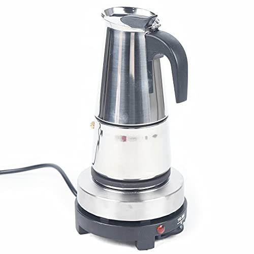 Cafetière à expresso, électrique, 220 V, 4/6 tasses, en acier inoxydable, avec cuisinière électrique, cafetière moka, pour la cuisine (4Cup (200 ml)