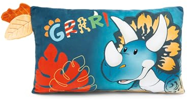 NICI Kuschelkissen Dino Cerastupsy 43 x 25cm - Flauschiges Dinosaurier Kuscheltierkissen für Mädchen, Jungen & Babys, Rechteckiges Stofftierkissen – 49470