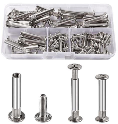 VooGenzek 35 Stücke Φ5mm Hülsenschrauben mit M4 Schrauben, Verbindungsschraube Möbelschrauben, Verbinder für Möbel Binding Schrauben, Stahl vernickelt Verbindungsschrauben, für Schränken, 31-40 mm