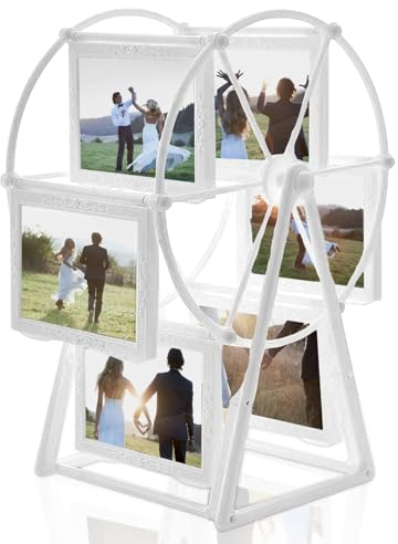 Marco de Fotos de la Noria,6 Marcos de Fotos Personalizado para 12 Fotos de Visualización,Marcos de Fotos Vintage de Escritorio para Decorar el Hogar,Dormitorio Blanco