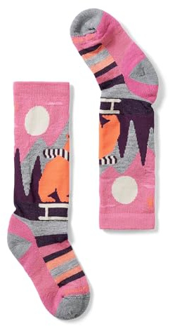 Smartwool Unisex Kids' Ski Light Cushion Sleigh Bear Over The Calf Socks (Toddler/Little Kid/Big Kid) Garden Pink Large