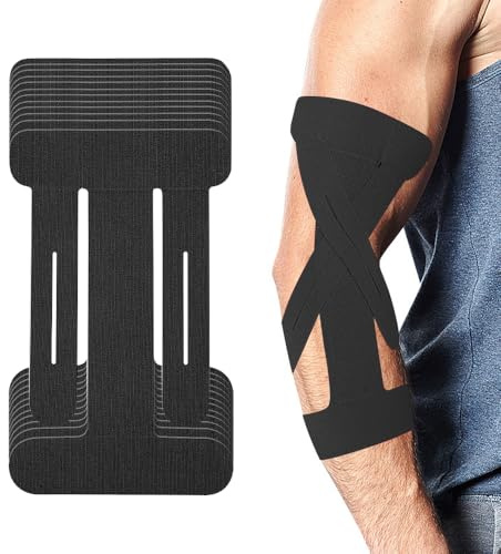XFSRG 12 Pièces Tape Kinesiologie Coudes Prédécoupées Physiques Bande Élastiques et Imperméables Kinésiologies pour le Sport(Noir)