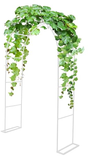 Padiglione ad arco da giardino per piante rampicanti, arco per rose in metallo, pergolato per matrimoni, pgola all'aperto, altezza 200-220 cm x larghezza 80-350 cm, arco traliccio bianco per