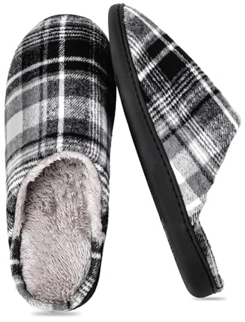 riemot Zapatillas Casa Hombre con Forro de Felpa Pantuflas Invierno de Hombre Cómodo Suave Antideslizante Gris Claro EU 47