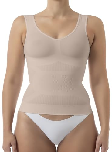 Farmacell 342 (Powder, L/XL) Camiseta Reductora Mujer Anticelulitis Masaje con Efecto Push Up y Vientre Plano, Made in Italy