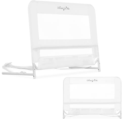 Dream On Me Lightweight Mesh Security Adjustable Bed Rail for Toddler, Breathable Mesh Fabric, Suitable for All Types Of Beds, Reinforced Anchor System Bed Guard Rail, White