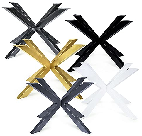Magnetic Mobel Tischgestell Atal Tischbeine Kreuzgestell Tischkufen Stahl Metall Esstisch Schreibtisch Konferenztisch (Schwarz, 120x120 cm)