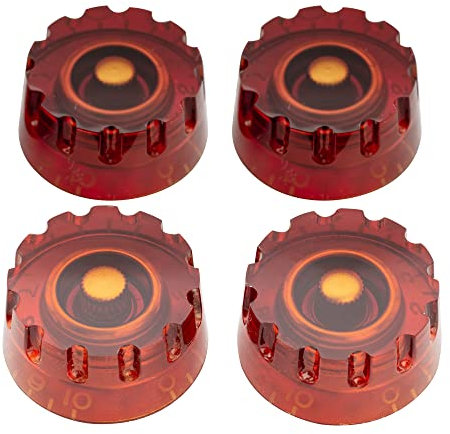 Musiclily Pro Zoll Gitarre Knöpfe Potiknöpfe Knurled Speed Knobs für USA Les Paul Style E-Gitarre, Amber (4er Set)