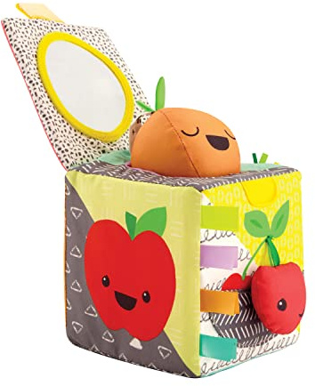 Infantino Peek & Seek Sensory Discovery Cube, Selfie Mirror, Early Fine Motor Skills Development, for Infants & Toddlers 3M+