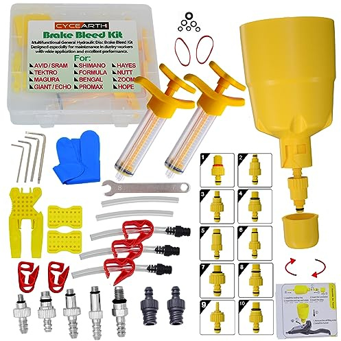 CYCEARTH Bicycle Hydraulic Disc Brake Oil Bleed Kit For All Brakes SHIMANO,SRAM,AVID,TEKTRO,MAGURA,HAYES,Bike Brake Repair Tool (Upgraded)
