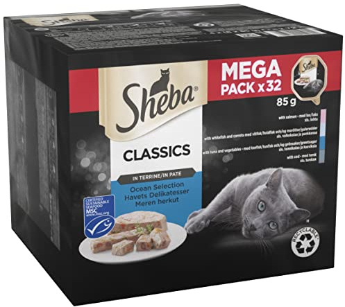 SHEBA Classics Cat Trays Ocean Collection in Terrine 32 x 85 g