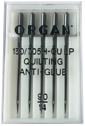 ZickZackNaehmaschine Organ Nadel 130/705 H-QU LP Quilting Anti-Glue Stärle 90/14 5 STK.