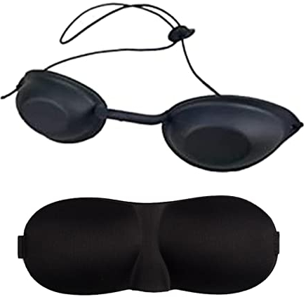 Solarium Schutzbrille, LED Schutzbrille, UV Solarium Schutzbrille Solariumbrille Sonnenschutz Brille für Sonnenbank Beauty Patienten Sonnenbrille IPL Behandlung LED Lichttherapie mit 3D Schlafmaske