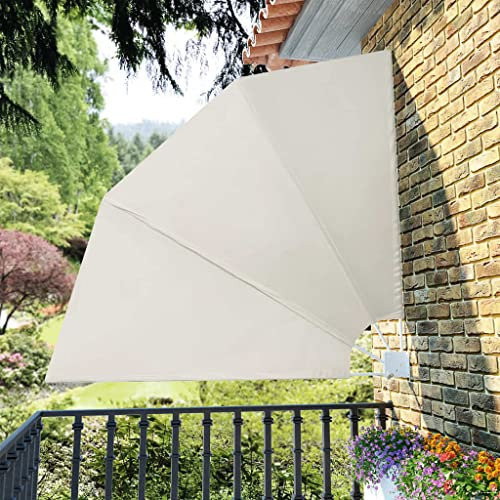 Annlera Éventail de balcon pliable - Crème - 210 x 210 cm - Brise-vue latéral - Store latéral - Store extérieur pour balcon et terrasse - Ombrage et protection de la vie privée