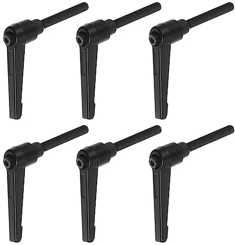 QUARKZMAN 6uds Ajustable Sujeción Palanca Manijas M6 x 50mm Macho Rosca Perno Perillas Giratorio Tornillo Bloqueo Rápida Liberación Trinquete Pulsador Botón Mango, Negro