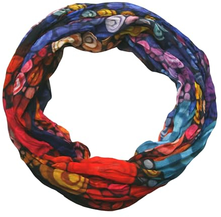 beybey® Trance Edition Damen Seide Loop Schal in herrlichen Farben - ein Seidenschal zum Verlieben (bunt blau)