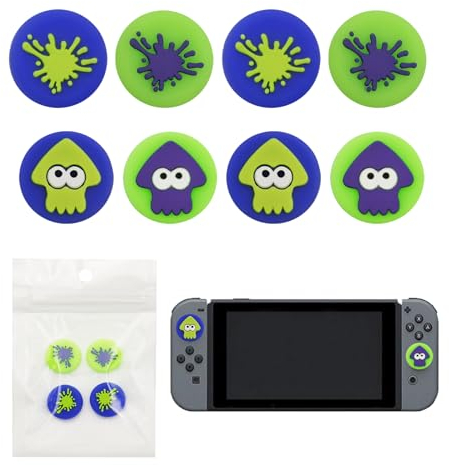 Minging 8Pcs Grip Caps Capuchons,Capuchons Souples Silicone Capuchons pour Manettes De Jeu Joystick Coque De Protection pour Bouton De Joystick,Capuchon Joystickhon Joystick (Vert)