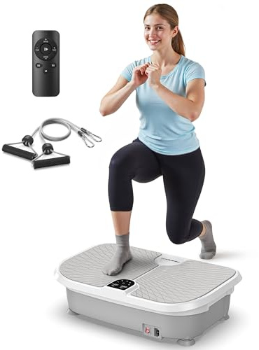 FEIERDUN Vibration Plate Exercise Machine, 400 LBS Capacity Vibration Plate for Lymphatic Drainage, Max Space for Whole-Body Workout & Relaxation at Home-Grey