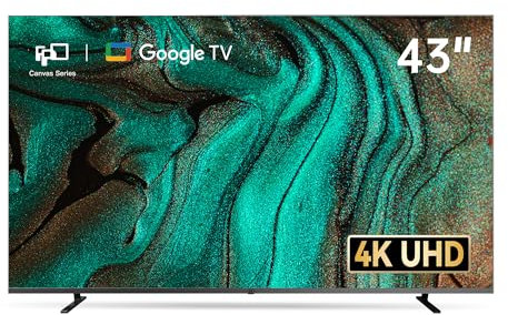 FPD 43 pouces (109 cm) Smart TV 4K UHD LED Ecran Plat Ultra Mince - Compatible avec Google TV, Google Cast, Bluetooth, HDMI, Diffusion en Direct, HDR 10, Dolby Vision - Canvas Series CG43-C1, 2025