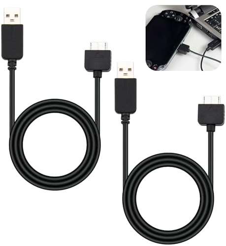 MxyVrix 2 Piezas Cables de Carga y Transferencia de Datos USB para PlayStation Vita, PSVita 1000 - Cables de Reemplazo de 1.2 Metros, USB Cable de reemplazo Compatible con PS Vita 1000