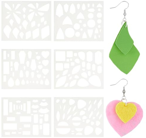 SUPERFINDINGS 6 piezas 6 estilos para joyería plantilla reutilizable para hacer pendientes plantilla de corte de plástico con diferentes patrones signos y plantillas de pintura