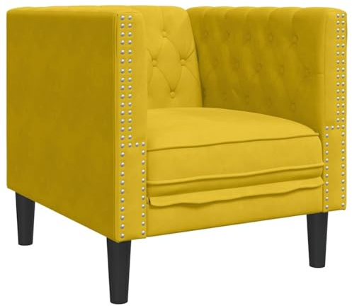 vidaXL Sillón Chesterfield de Terciopelo Amarillo, sillón Chesterfield, sillón, sofá Individual, sillones Chesterfield, sillones, sofás