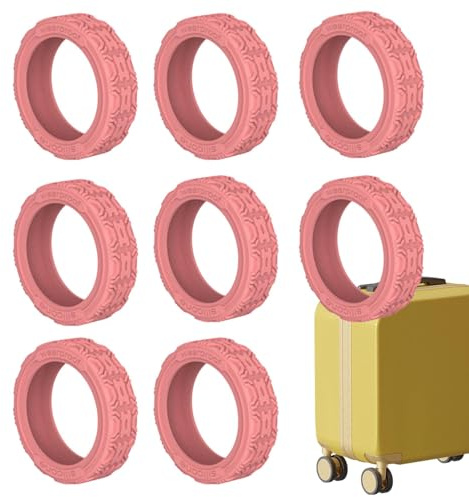 Bagagehjulskydd – 8 st rullskydd för resväska | Rullskydd i silikon, tysta resemöbelöverdrag för bärväska, bagage, anti-slitage brusreducerande verktyg för rullväskor, Rosa, 5.2cm