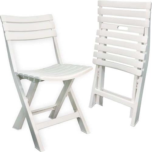 Sicignano | Sedia Pieghevole Bianca, Leggera e Comoda per Interni ed Esterni, 44x41x78 cm, Polipropilene - Giardino Balcone Terrazzo Spiaggia (2)