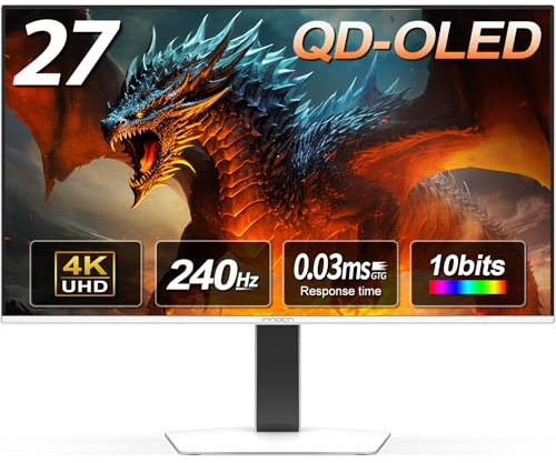 INNOCN - 27 OLED Gaming Monitor 4K UHD 3840 x 2160p 240Hz FreeSync, 0.03ms, HDMI, DP, USB-A, USB-B, USB Type-C 65W, White - GA27W1Q