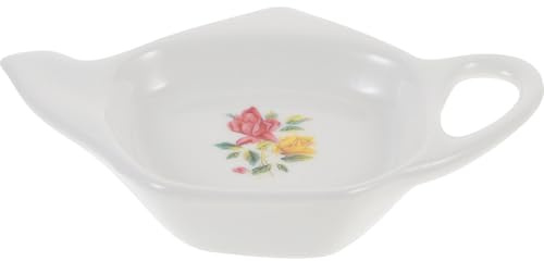 FELTECHELECTR Portabustine Tè in Ceramica Forma di Teiera Sottobicchiere Riutilizzabile per Bustine Tisane Piatto Antipasti Leggero e Pratico per Cucina Design Semplice e Durevole