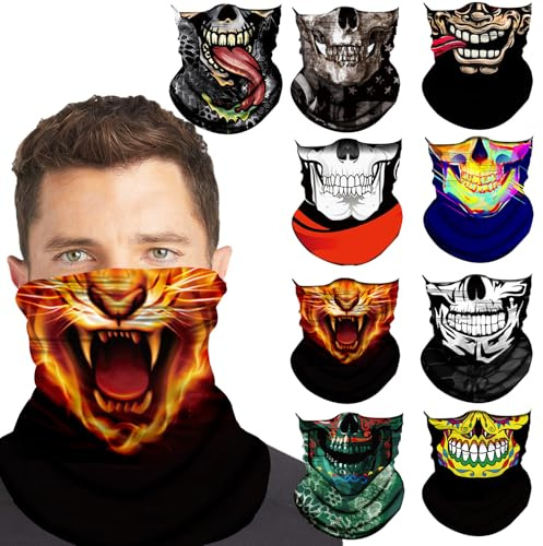 Neck Gaiters for Men Women Face Mask Sun UV Protection,Face Cover Gator Mask Bandana Rave Scarf Neck Warmer Balaclava Headband Headwear Boys Girls,Head Wrap for Outdoors Motorcycle Cycling