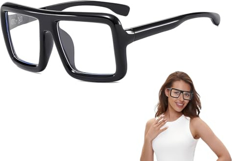 UIEXAY Cuadrados De Montura Grande Negro Gafas De Luz Azul Sin Graduar Estilo Oversize Para Hombre Mujer Protección Visual Fiesta Oficina Pantalla Ordenador Moda
