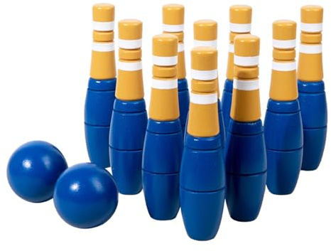 KQFCAZRE Jeu de Bowling en Bois 10 Pièces avec Sac de Transport et Mini-quilles pour Enfants et Adultes