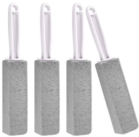 4 spazzole per la pulizia della pietra pomice, detergente per WC, pietra pomice con manico, pietra pomice naturale, pietra pomice, per barbecue, cucina, bagno, lavandino, piscina