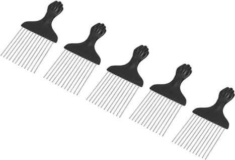 5 pezzi di pettine in acciaio inossidabile per uomo con denti larghi districante per capelli strumento per lo styling manico in plastica con ago in metallo essenziale per la t