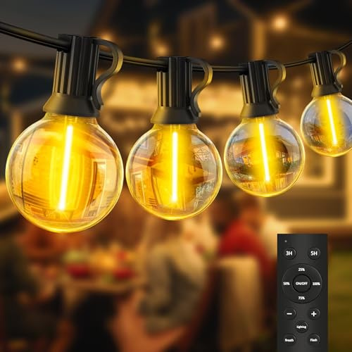 FTL Festoon Lights Outdoor 6M, Outdoor Garden String Lights Mains Powered with 7+1 IP44 Waterproof Shatterproof 2700K LED Bulbs, Garden Globe String Light Extendable for Patio Balcony Cafe