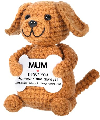Funny Crochet Dog Mum Gifts, Mothers Day Christmas Birthday Gift for Mum | Birthday Gifts for Mum, Christmas Mum Gift,Stocking Stuffers for Dog Mummy, Handmade Crochet Puppy Dog Decor for Women