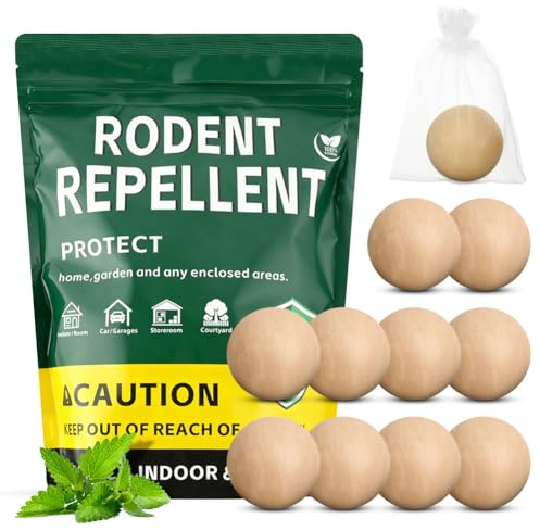 AYESY Trampas para Ratas, Repelente de Roedores con Aceite de Menta para la Casa, Garages, Trasteros, Estancias, Interiores y Despensas Bolas Anti Ratones Ratas(10Piezas)