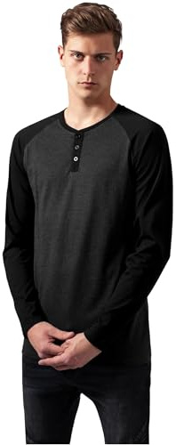 Urban Classics Manches Raglan Henley L/S Homme T-Shirt Manches Longues Anthracite/Noir XL