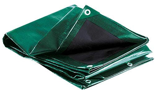 TERRE JARDIN - Bâche de Protection Extérieur Ultra Lourde 5 x 8 m, Imperméable et Résistante en Polyéthylène 240 g/m², Anti UV - Pour Bois de Chauffage, Chantier avec Œillets Aluminium