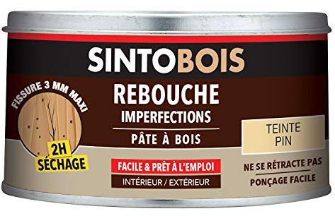 SINTO PÄTE A BOIS POUR REBOUCHER IMPERFECTIONS ET FISSURES PIN, 250 gr