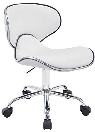 CLP Arbeitshocker LAS Vegas V2 mit hochwertiger Polsterung und Kunstlederbezug I Höhenverstellbarer Rollhocker mit robustem Metallgestell, Farbe:weiß