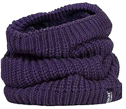 HEAT HOLDERS - Ladies Thick Winter Warm Fleece Lined Chunky Knit Thermal Neck Warmer (One Size, Purple (Chunky))