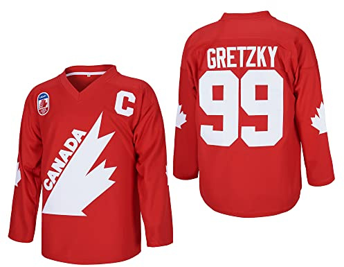 Gretzky Labatt Team Coupe Canada Cup - Camiseta de Hockey sobre Hielo para Hombre #99, Rojo, Medium