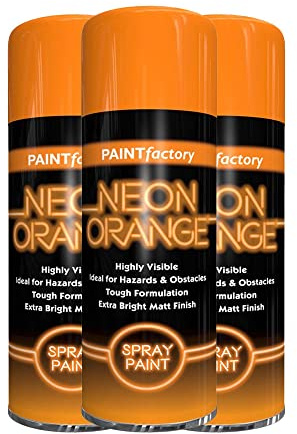 Classic Signature - 3 x Neon Orange Spray Paint 400ML Aerosol Spray Paint Fluorescent Bright Graffiti (Banksey) Matt Finish