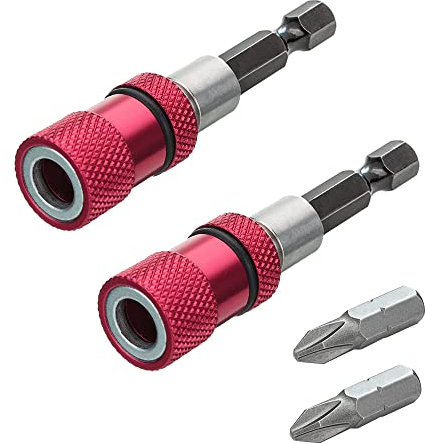 UYUYong 2pcs Porte-Embouts Magnétique avec Butée de Profondeur 1/4 Pouce Mandrin de Tournevis Cloison Sèche Magnétique Embouts de Tournevis à Douille pour Barre de Dégagement Rapide