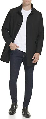 Kenneth Cole Men's Wool Top Coat, WATER RESISTANT BLACK, X-Large