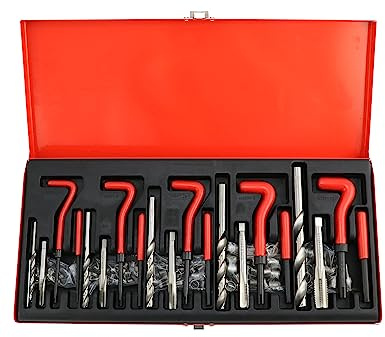 QWORK® 131 Pièces Kit de Réparation de Filetage, Outil de Réparation de Filetage avec Inserts Filetés Metal M5/M6/M8/M10/M12