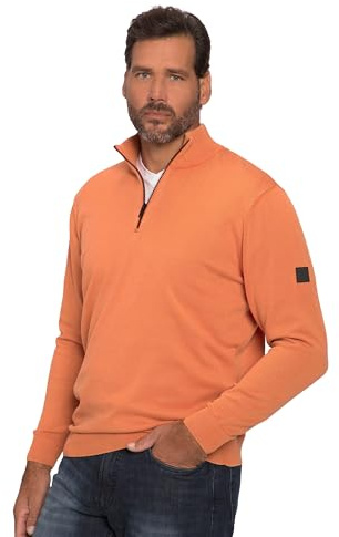 JP 1880 Homme Grandes Tailles Grandes Tailles L-8XL Troyer FLEXNAMIC® Tricot Toucher Cachemire Col zippé 818331, Orange, 3XL
